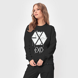Костюм хлопковый женский EXO лого, цвет: черный — фото 2