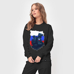 Костюм хлопковый женский Военные РФ и флаг - neuro art, цвет: черный — фото 2