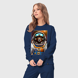 Костюм хлопковый женский Bear cool astronaut - neural network, цвет: тёмно-синий — фото 2
