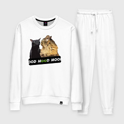 Костюм хлопковый женский Черный и рыжий кот - Mood, цвет: белый