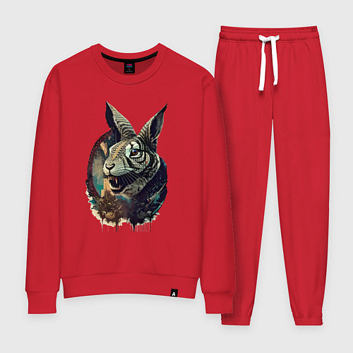 Женский костюм Свирепый зайчара - нейросеть / Красный – фото 1