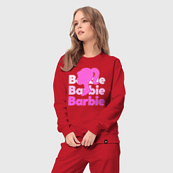 Костюм хлопковый женский Логотип Барби объемный, цвет: красный — фото 2
