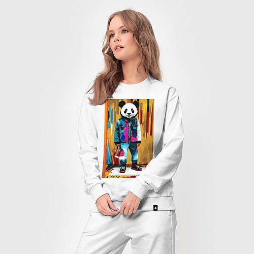 Женский костюм Funny panda - pop art / Белый – фото 3