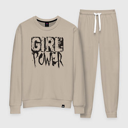 Костюм хлопковый женский Girl power mood, цвет: миндальный