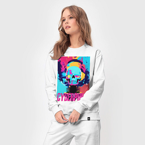 Женский костюм Cool skull - cyberpunk - pop art / Белый – фото 3