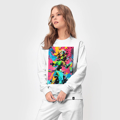 Женский костюм Девушка в наушниках кайфует от музыки - импрессион / Белый – фото 3