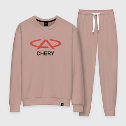 Костюм хлопковый женский Chery Logo, цвет: пыльно-розовый