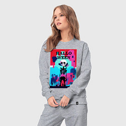 Костюм хлопковый женский Funny skeleton - pop art - pixels halloween, цвет: меланж — фото 2