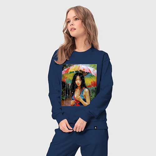 Женский костюм Тропический дождь / Тёмно-синий – фото 3