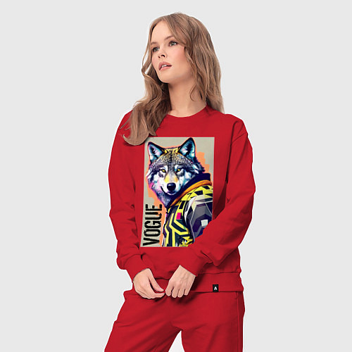 Женский костюм Wolf fashionista - pop art / Красный – фото 3