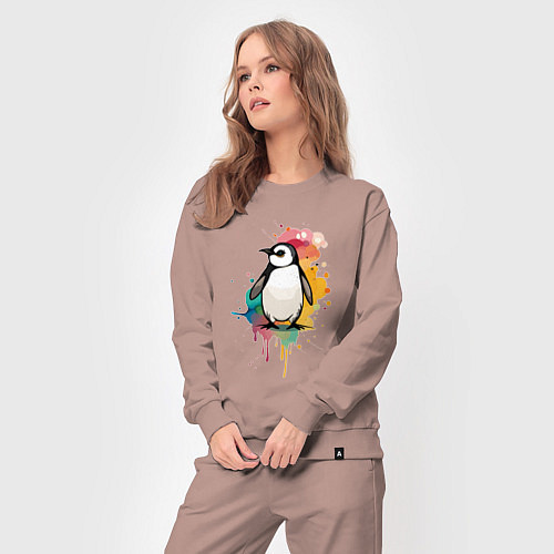 Женский костюм Красочный пингвин / Пыльно-розовый – фото 3