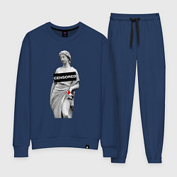 Костюм хлопковый женский MoMo - Censored, цвет: тёмно-синий