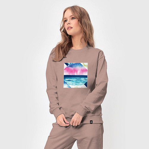 Женский костюм Абстрактное море закат рассвет / Пыльно-розовый – фото 3