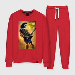 Костюм хлопковый женский Heavy metal - skeleton - neural network, цвет: красный
