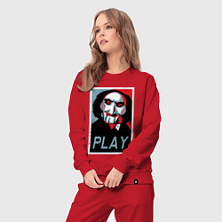 Костюм хлопковый женский Play saw, цвет: красный — фото 2