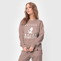 Костюм хлопковый женский Sweater dragon year, цвет: пыльно-розовый — фото 2