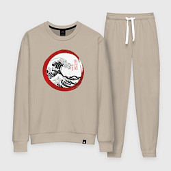 Костюм хлопковый женский Волна от Канагава, цвет: миндальный