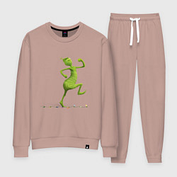 Костюм хлопковый женский Веселый Гринч похититель Рождества, цвет: пыльно-розовый