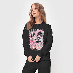 Костюм хлопковый женский Blackpink коллаж, цвет: черный — фото 2