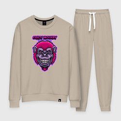 Костюм хлопковый женский Purple crazy monkey, цвет: миндальный