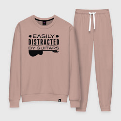 Костюм хлопковый женский Легко отвлекается на гитары, цвет: пыльно-розовый