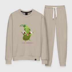 Костюм хлопковый женский Счастливый огурчик, цвет: миндальный