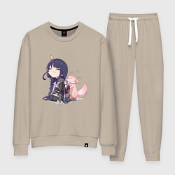 Костюм хлопковый женский Шогун Райден и лисичка Мико, цвет: миндальный