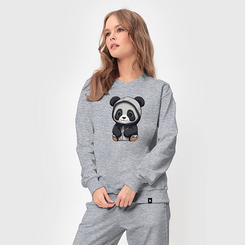 Женский костюм Симпатичная панда в капюшоне / Меланж – фото 3
