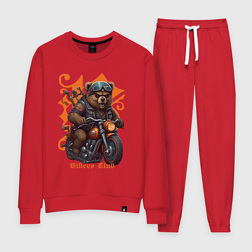 Женский костюм Медведь байкер на мотоцикле / Красный – фото 1