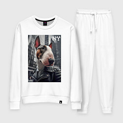 Женский костюм Dude bull terrier in New York - ai art