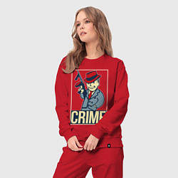 Костюм хлопковый женский Vault crime, цвет: красный — фото 2