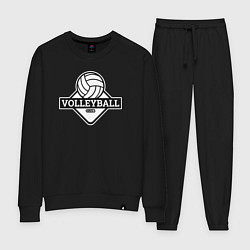 Костюм хлопковый женский Volleyball club, цвет: черный