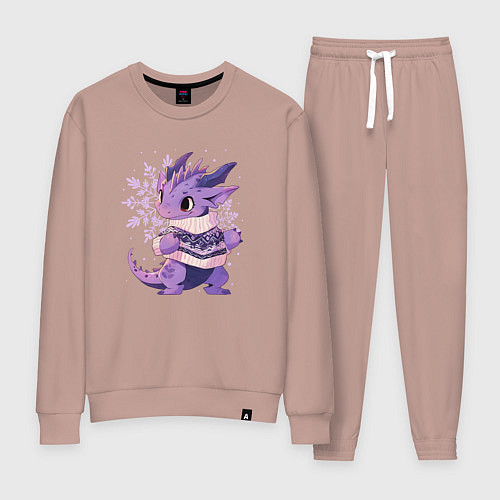 Женский костюм Фиолетовый дракон в свитере / Пыльно-розовый – фото 1