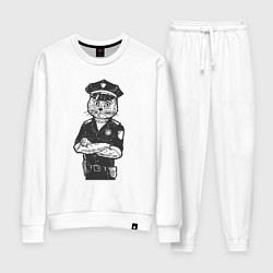 Костюм хлопковый женский Кот полицейский, цвет: белый