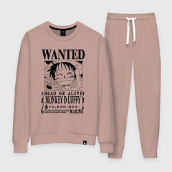 Костюм хлопковый женский Первая листовка Луффи Ван Пис, цвет: пыльно-розовый