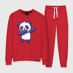 Костюм хлопковый женский Dabbing panda, цвет: красный