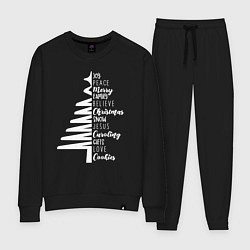 Костюм хлопковый женский Christmas tree - is happiness, цвет: черный