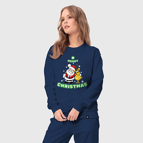 Женский костюм Дед мороз елка / Тёмно-синий – фото 3