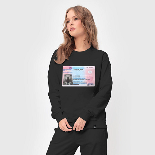 Женский костюм Bobr kurwa passport / Черный – фото 3