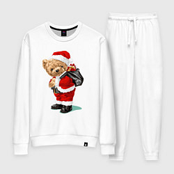 Костюм хлопковый женский Teddy медвежонок дед мороз, цвет: белый