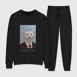 Костюм хлопковый женский Приемлемо - кот мем в живописи, цвет: черный