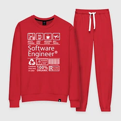 Костюм хлопковый женский Программный инженер, цвет: красный