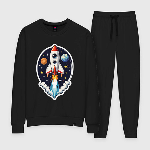 Женский костюм Ракета в космосе / Черный – фото 1
