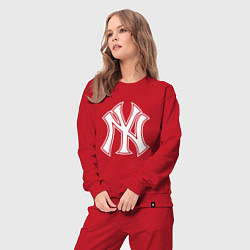 Костюм хлопковый женский New York yankees - baseball logo, цвет: красный — фото 2