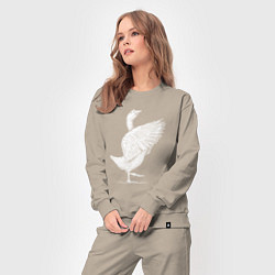 Костюм хлопковый женский Гусь белоснежный, цвет: миндальный — фото 2