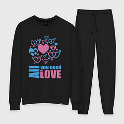 Костюм хлопковый женский All you net is love, цвет: черный