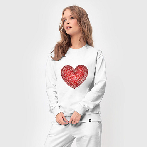 Женский костюм Красное сердце нарисованное карандашами / Белый – фото 3