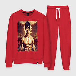 Костюм хлопковый женский Брюс Ли актер, цвет: красный