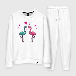 Костюм хлопковый женский Flamingo love, цвет: белый