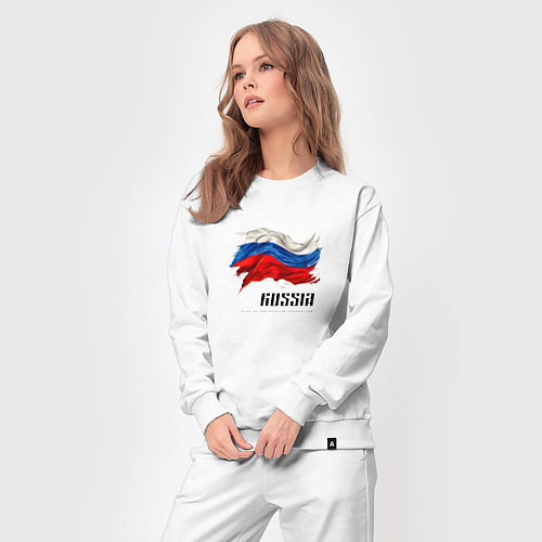 Женский костюм Развевающийся флаг России с надписью / Белый – фото 3